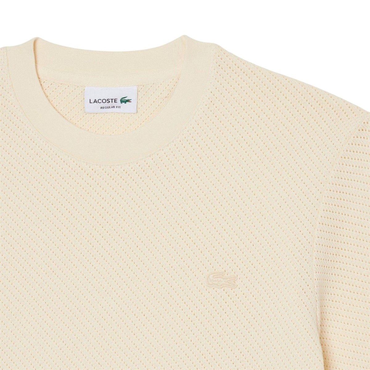 Cream - Side - Lacoste Mens Lacy Woven T-Shirt