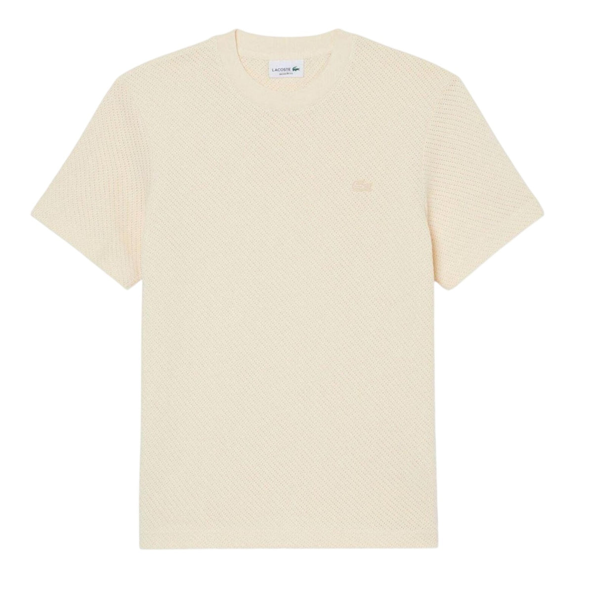 Cream - Front - Lacoste Mens Lacy Woven T-Shirt
