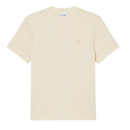 Cream - Front - Lacoste Mens Lacy Woven T-Shirt