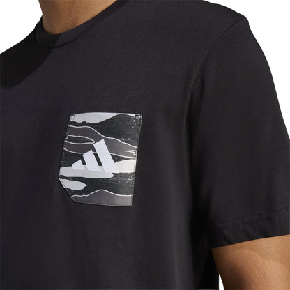 Black - Side - Adidas Mens Camo Chest Pocket T-Shirt