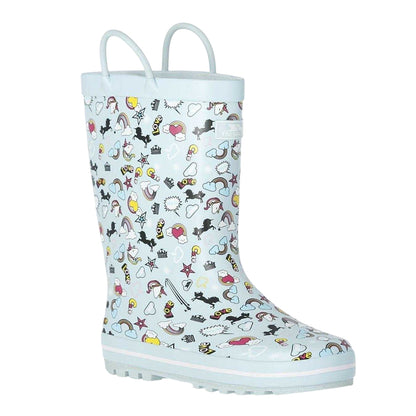 Mint - Front - Trespass Childrens-Kids Starryton Unicorn Wellington Boots