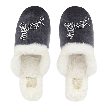 White-Black - Side - Biba Womens-Ladies Beaded Mule Slippers