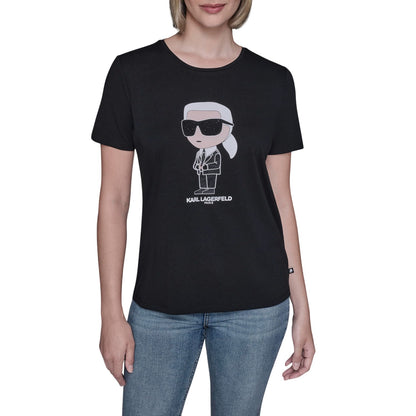 Black - Side - Karl Lagerfeld Womens-Ladies Paris Graphic Logo T-Shirt
