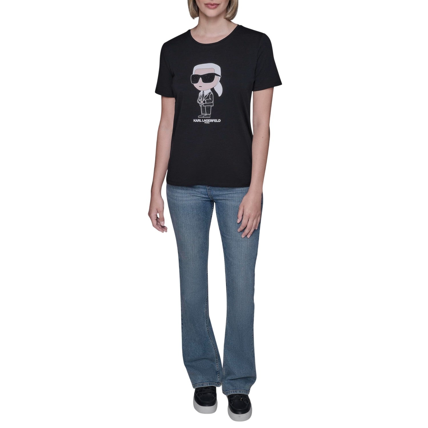 Black - Lifestyle - Karl Lagerfeld Womens-Ladies Paris Graphic Logo T-Shirt