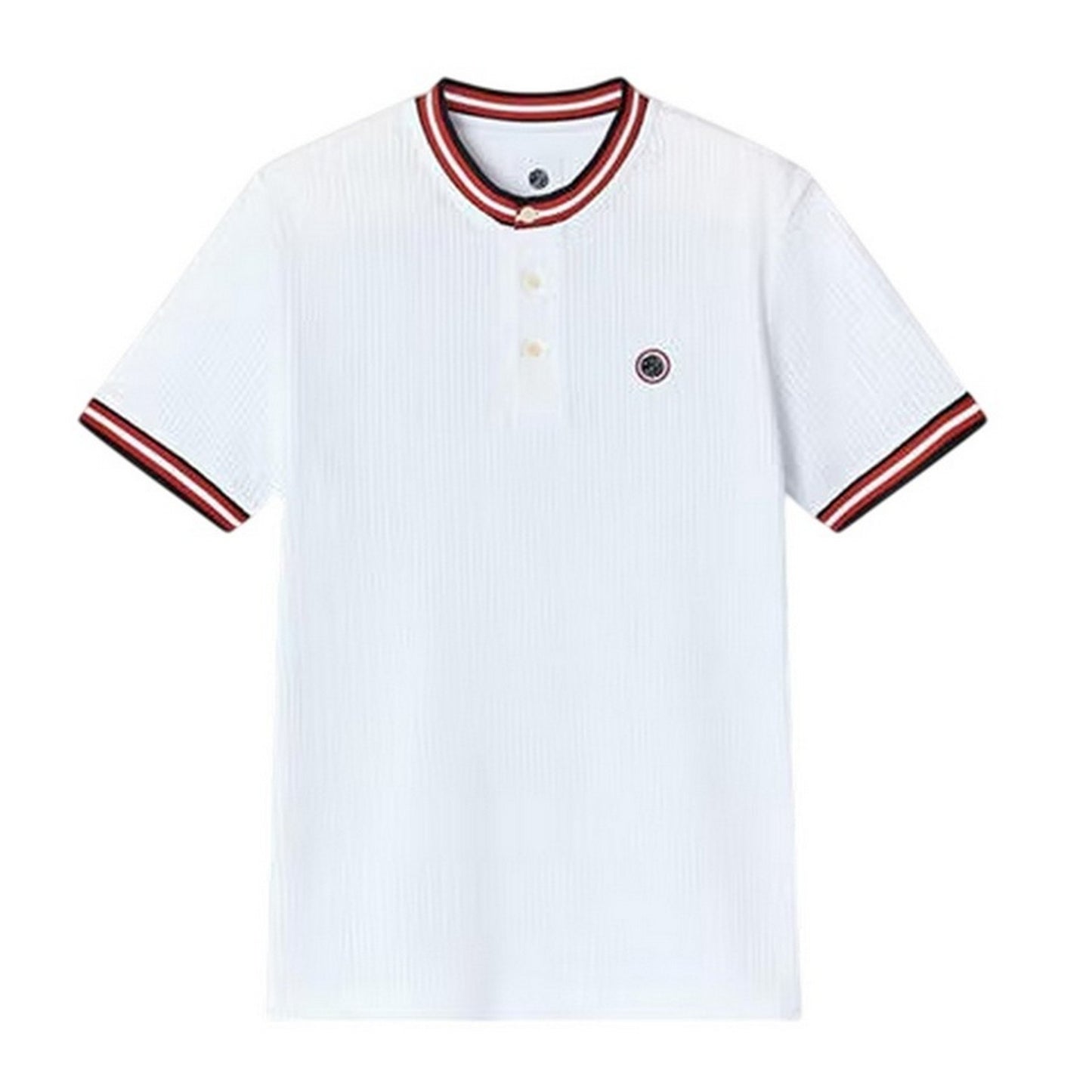 White - Front - Pretty Green Mens Cressa Grandad Collar T-Shirt