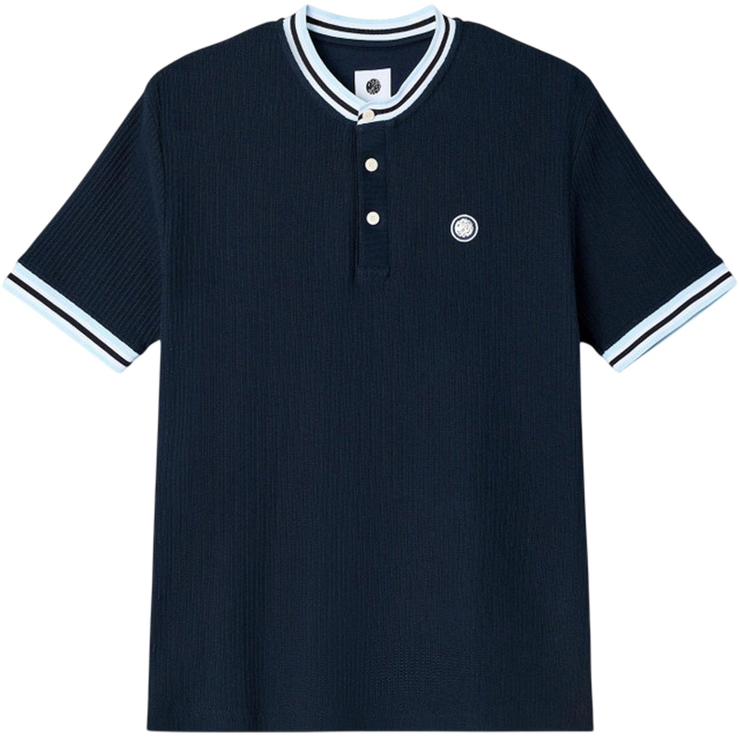 Navy - Front - Pretty Green Mens Cressa Grandad Collar T-Shirt