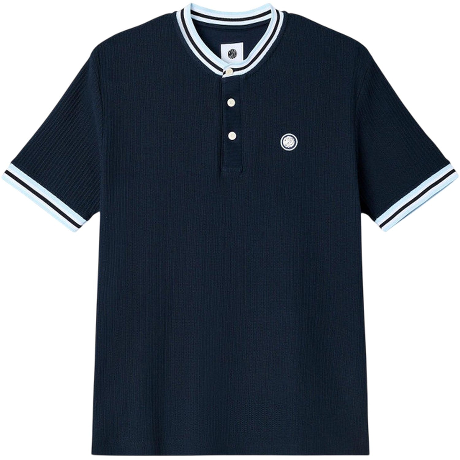 Navy - Front - Pretty Green Mens Cressa Grandad Collar T-Shirt