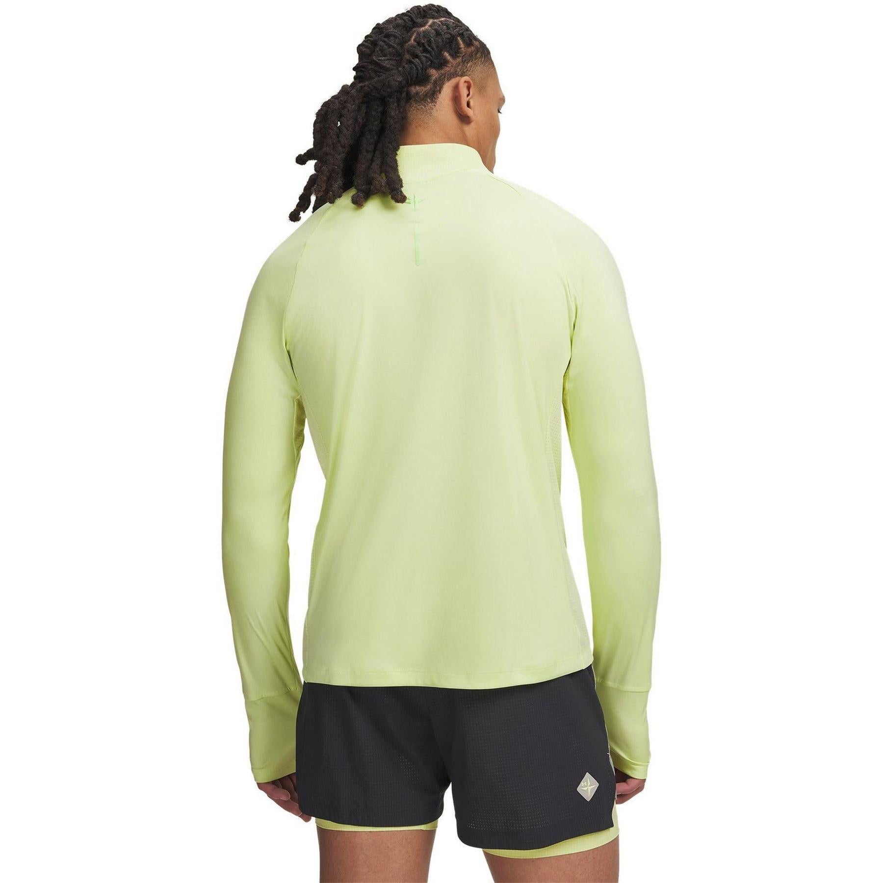 Lime - Back - Under Armour Mens Trail Run Half Zip Top