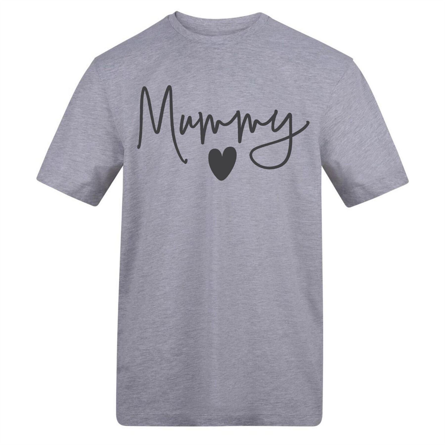 Grey - Front - AWD Womens-Ladies Mummy Heart T-Shirt