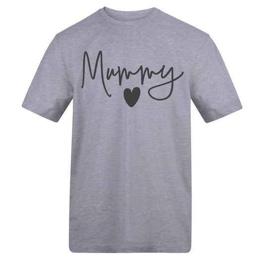 Grey - Front - AWD Womens-Ladies Mummy Heart T-Shirt