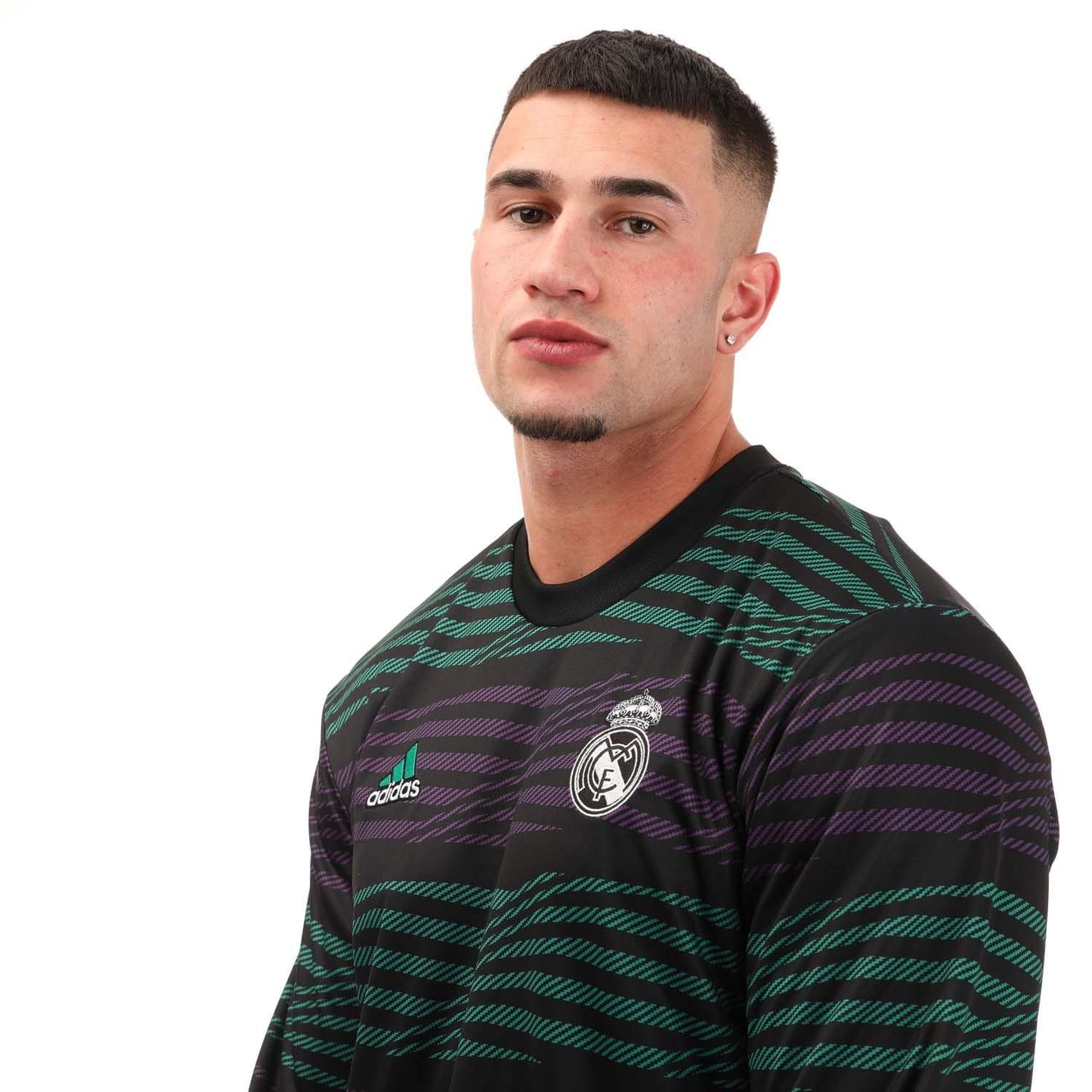 Black-Purple - Side - Adidas Mens Pre-Match Real Madrid CF Warm Up Top