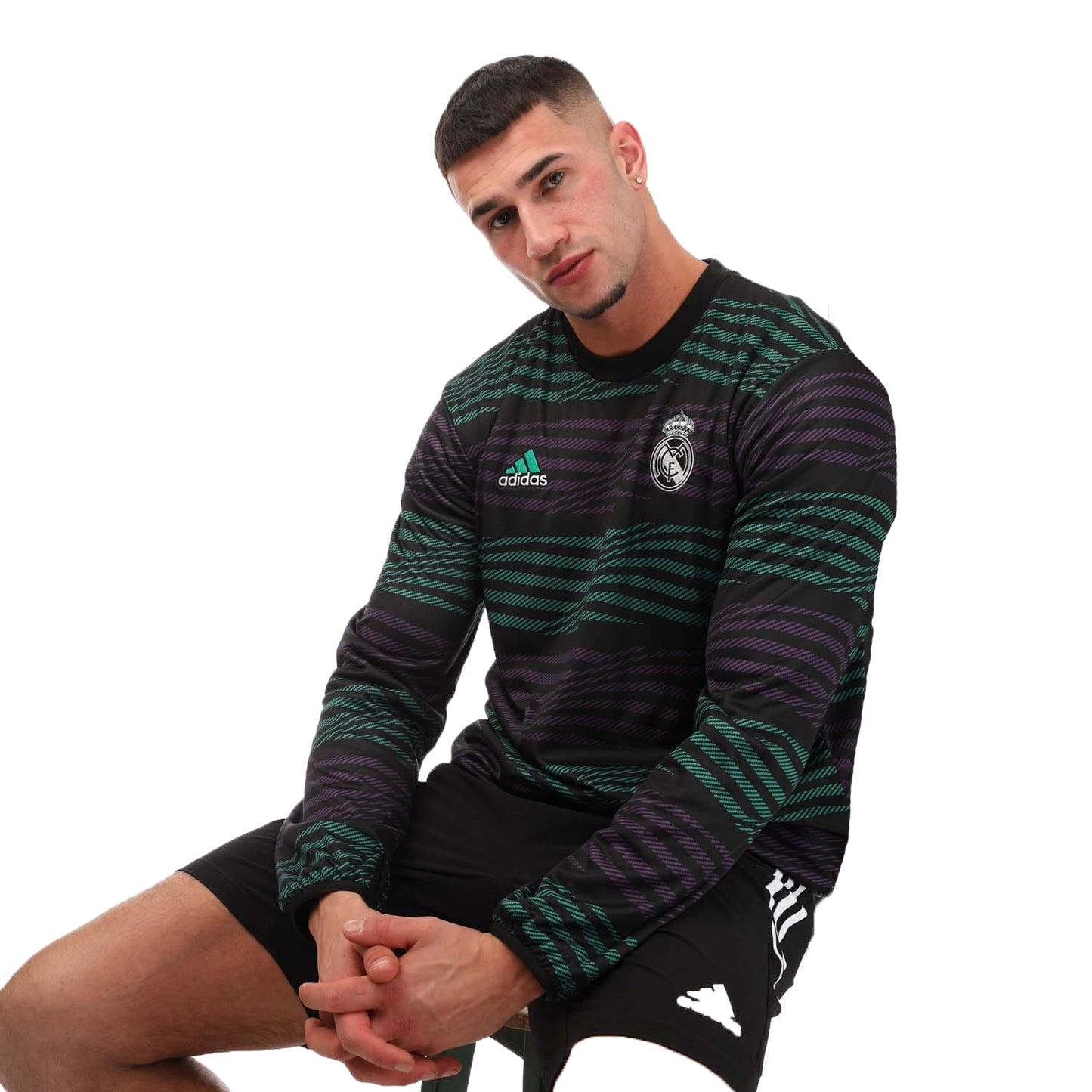 Black-Purple - Lifestyle - Adidas Mens Pre-Match Real Madrid CF Warm Up Top