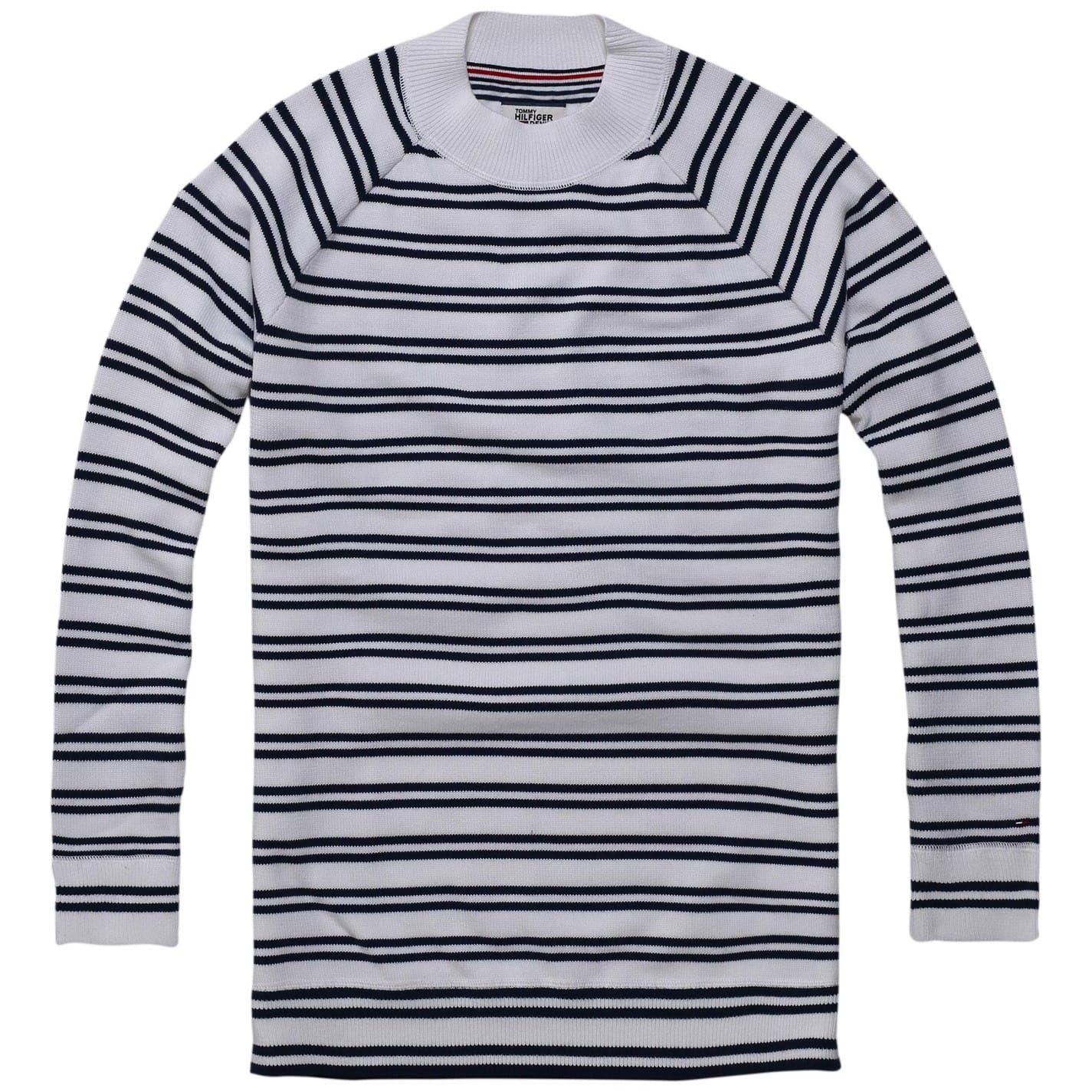 White - Front - Tommy Hilfiger Womens-Ladies Striped Tunic