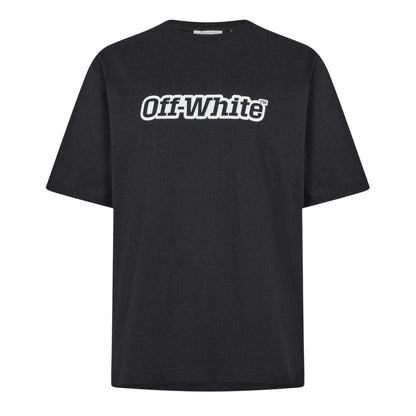 Black-White - Front - Off White Mens Outline Skate T-Shirt
