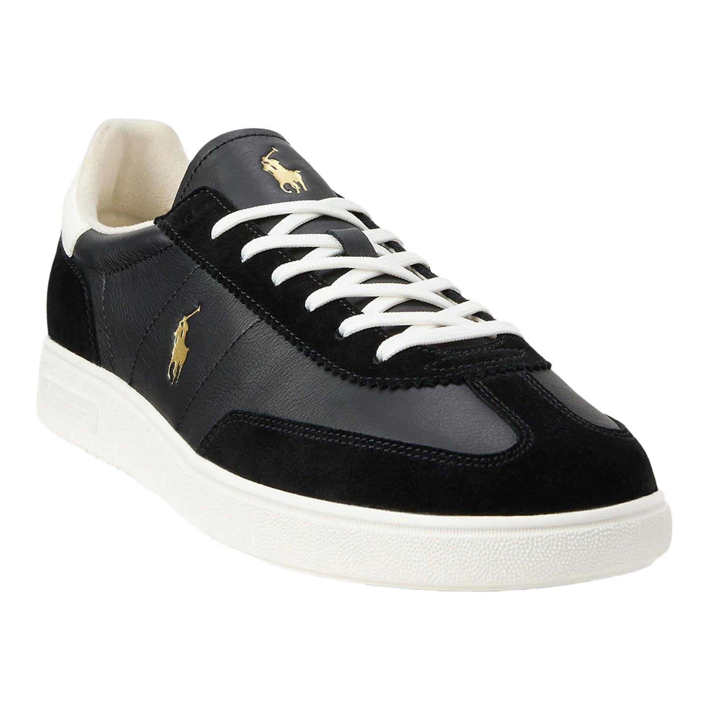Black - Back - Ralph Lauren Mens Bedford Leather Trainers