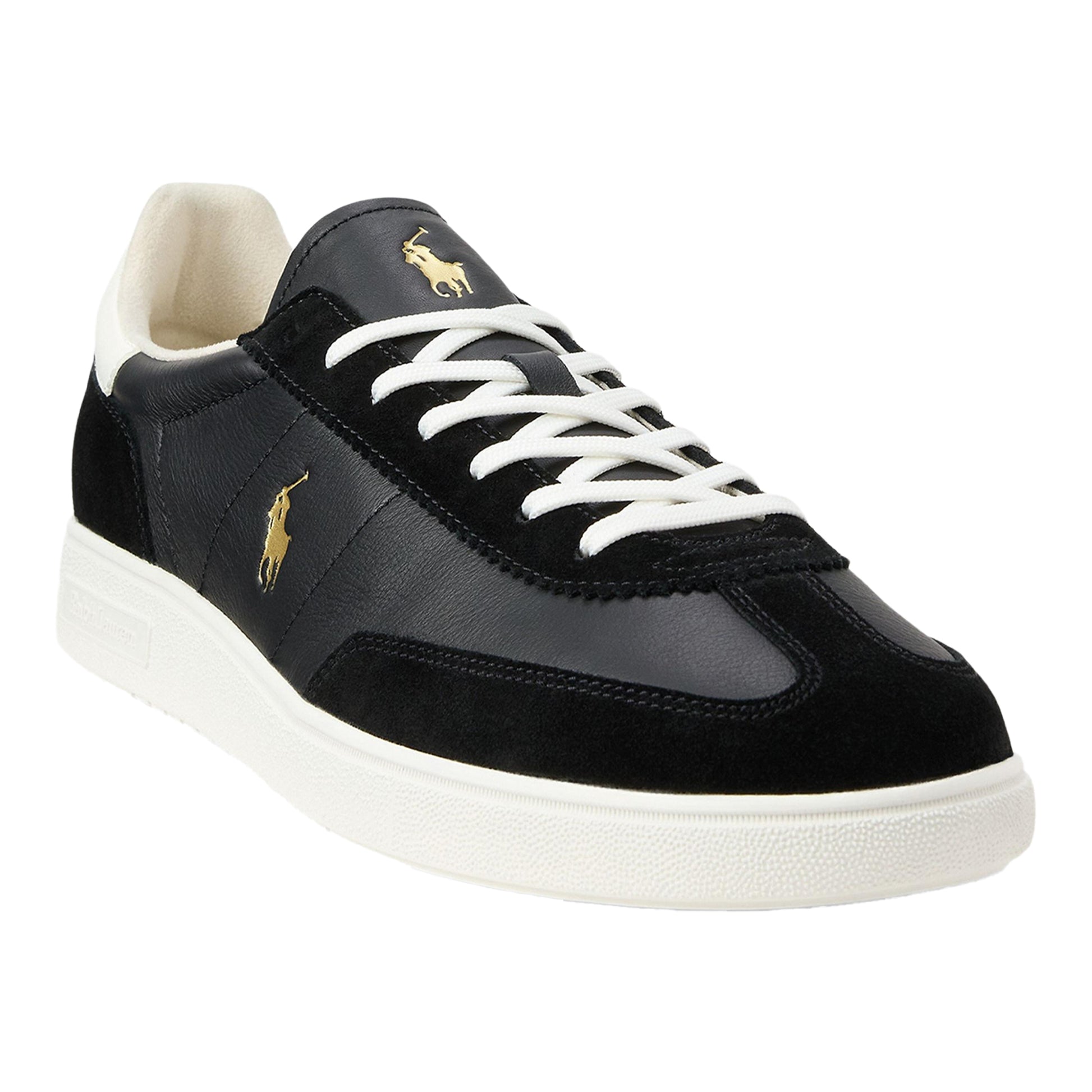 Black - Back - Ralph Lauren Mens Bedford Leather Trainers