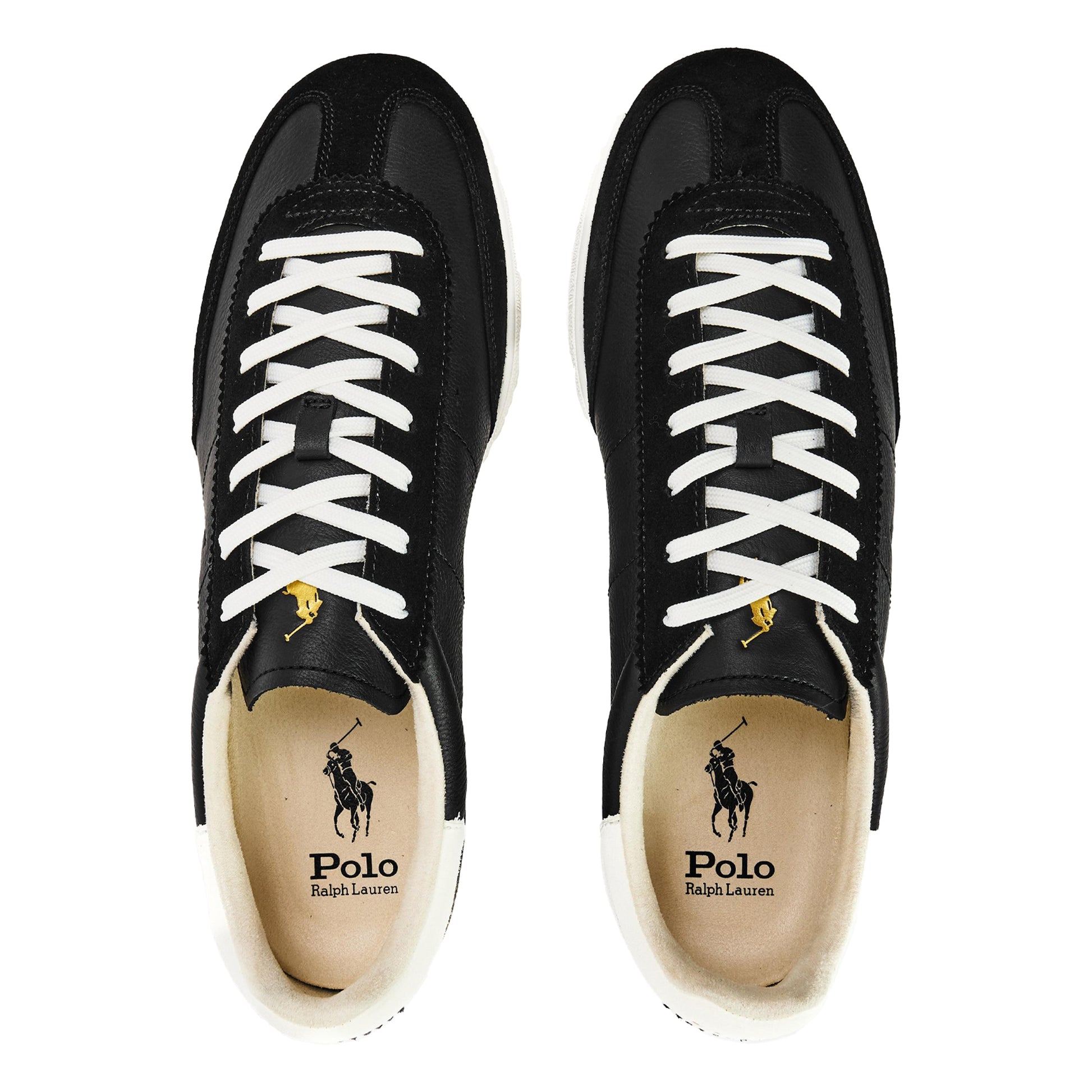 Black - Side - Ralph Lauren Mens Bedford Leather Trainers