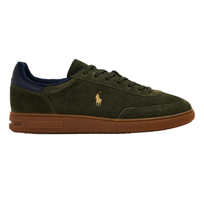 Olive-Navy - Front - Ralph Lauren Mens Bedford Leather Trainers