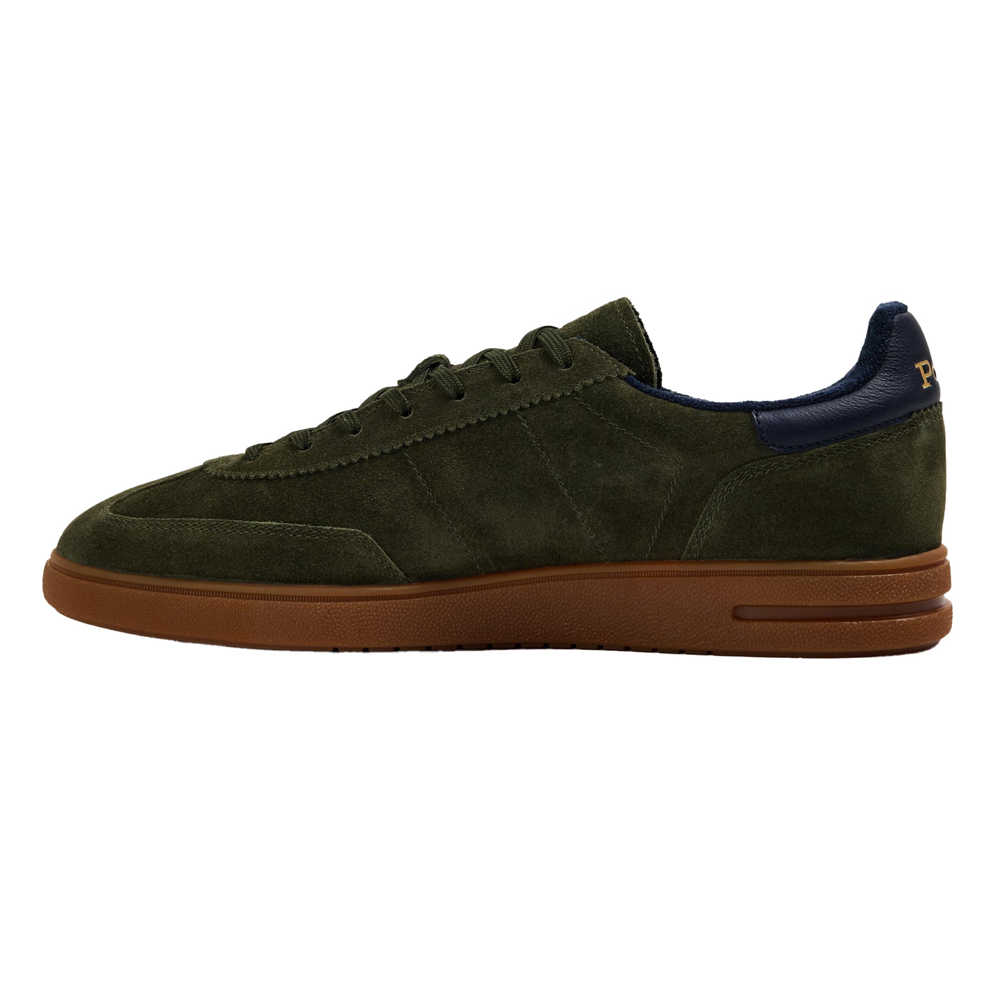 Olive-Navy - Back - Ralph Lauren Mens Bedford Leather Trainers