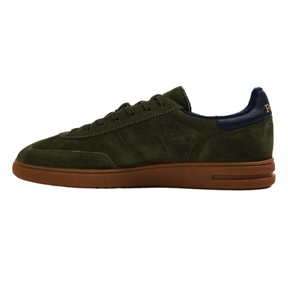 Olive-Navy - Back - Ralph Lauren Mens Bedford Leather Trainers