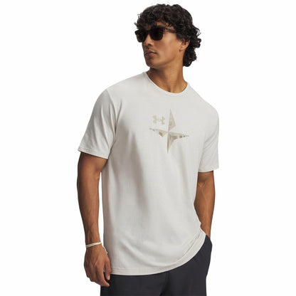 White-Khaki - Front - Under Armour Mens Explor Graphic Performance T-Shirt