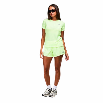 Green - Side - New Balance Womens-Ladies Logo Short-Sleeved Athletic T-Shirt