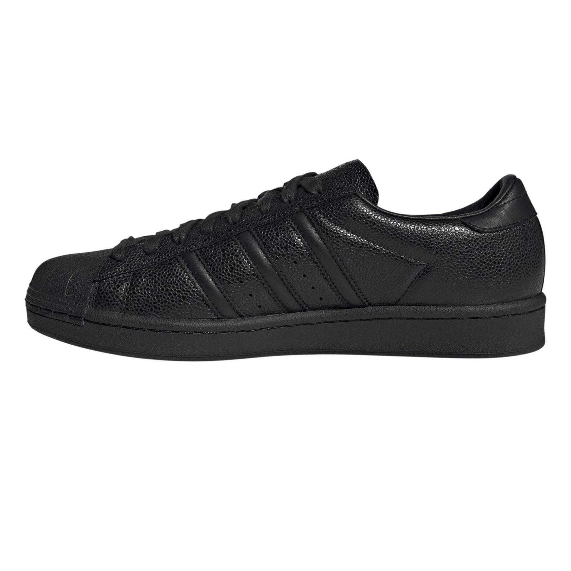 Black - Side - Adidas Unisex Adult Superstar Leather Flat Trainers