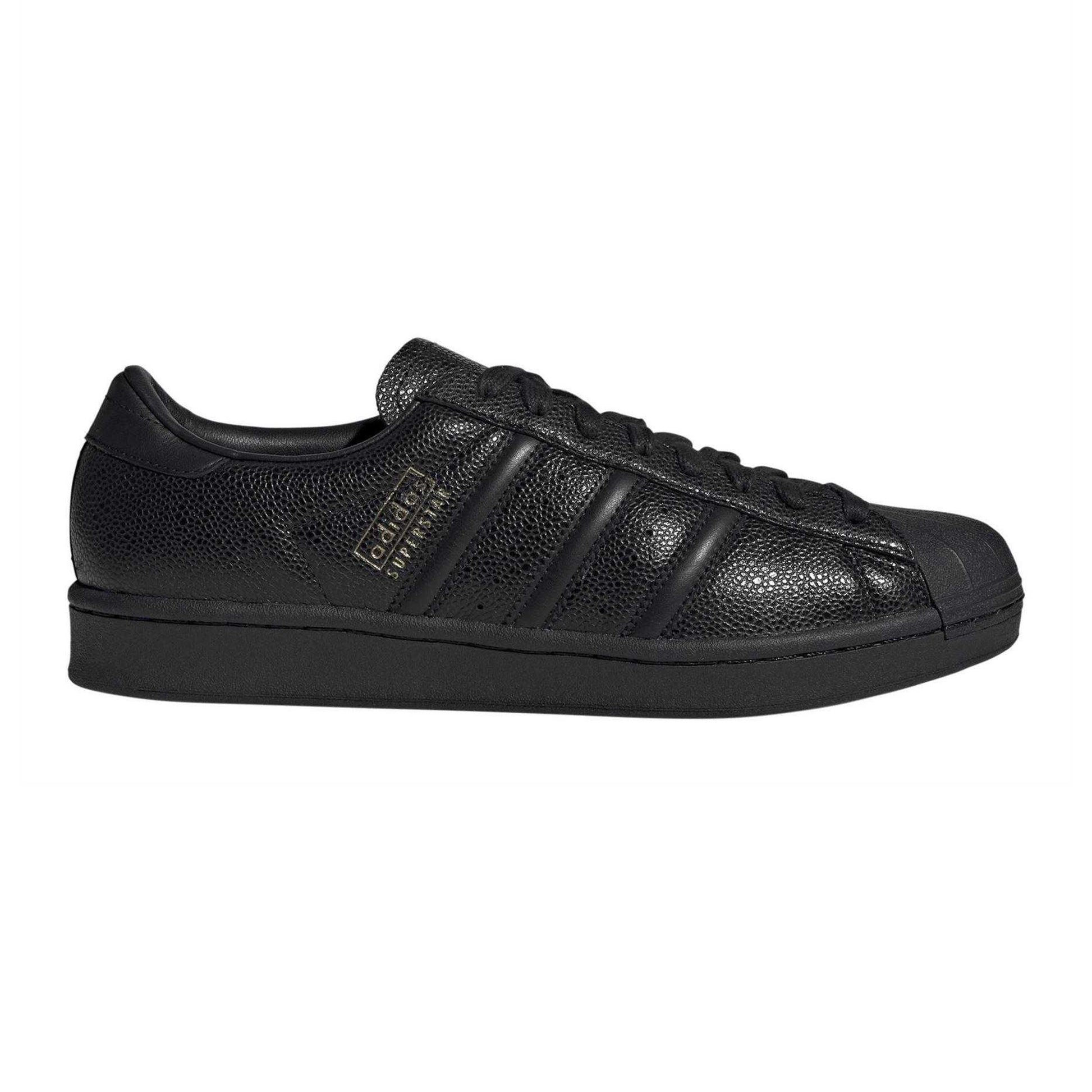 Black - Front - Adidas Unisex Adult Superstar Leather Flat Trainers