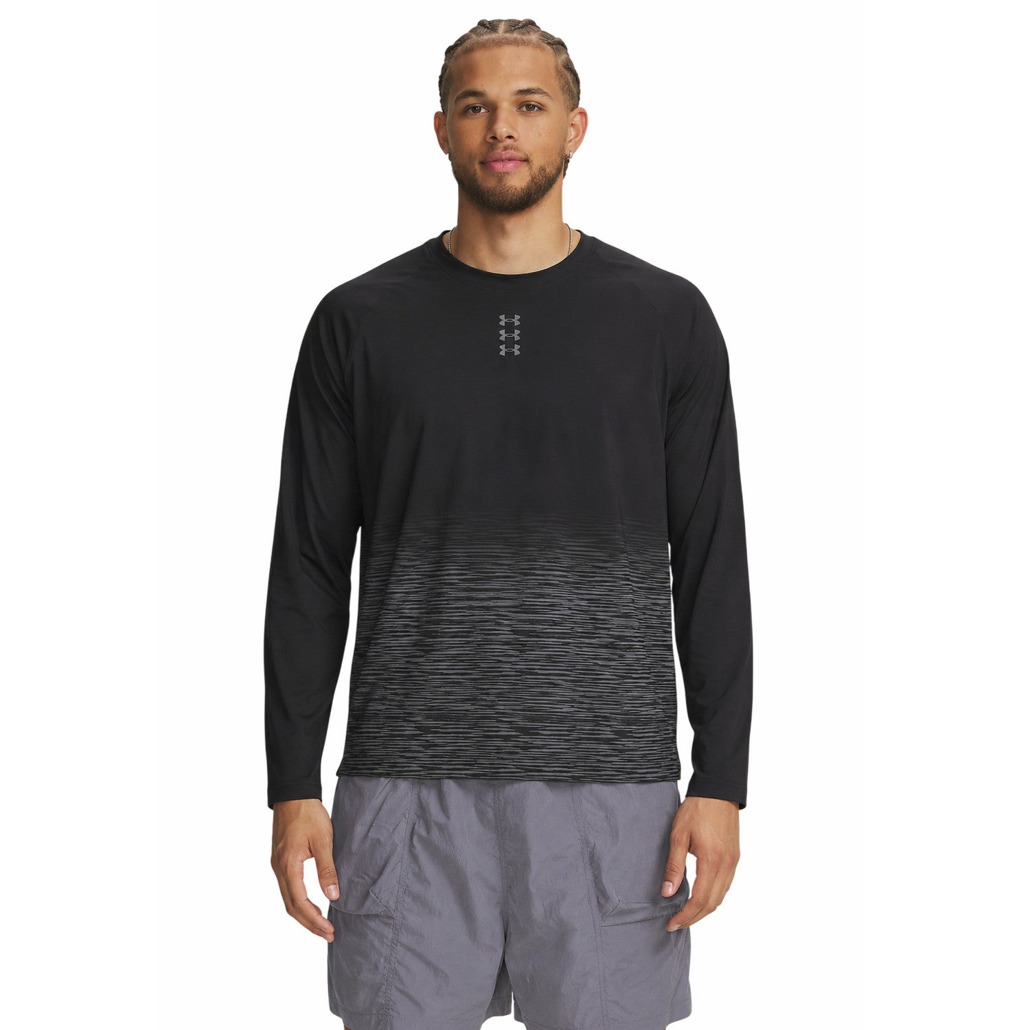 Black-Grey - Front - Under Armour Mens Hoops Long-Sleeved T-Shirt