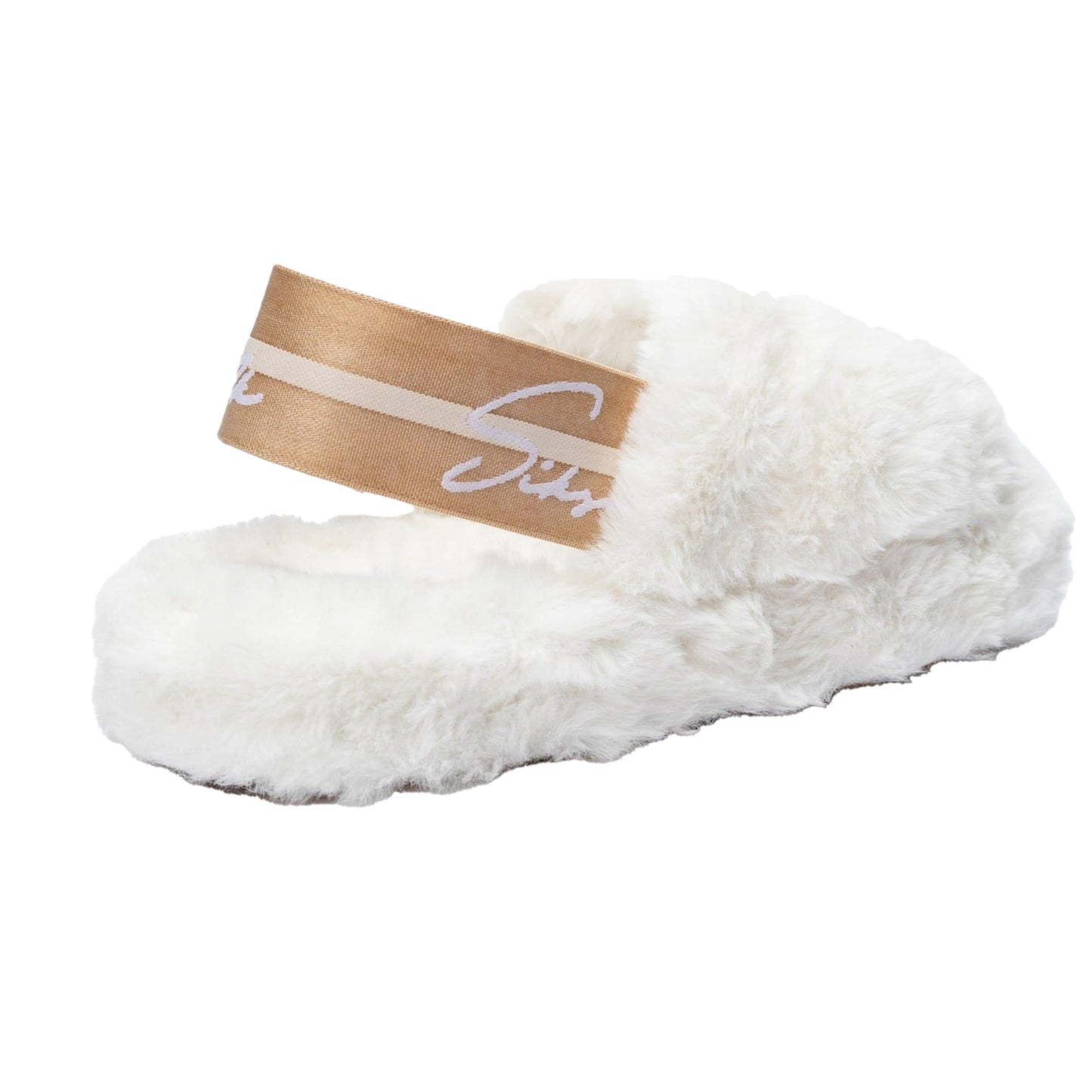 White - Pack Shot - SikSilk Womens-Ladies Slider Fluffy Slippers