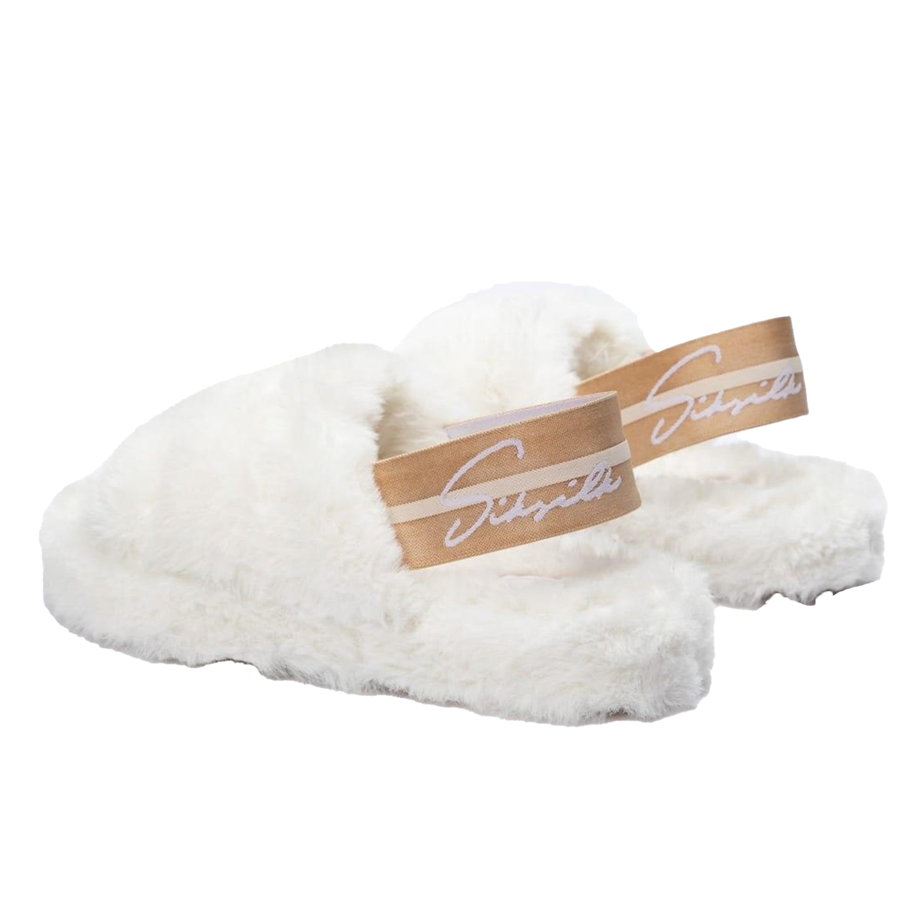White - Back - SikSilk Womens-Ladies Slider Fluffy Slippers