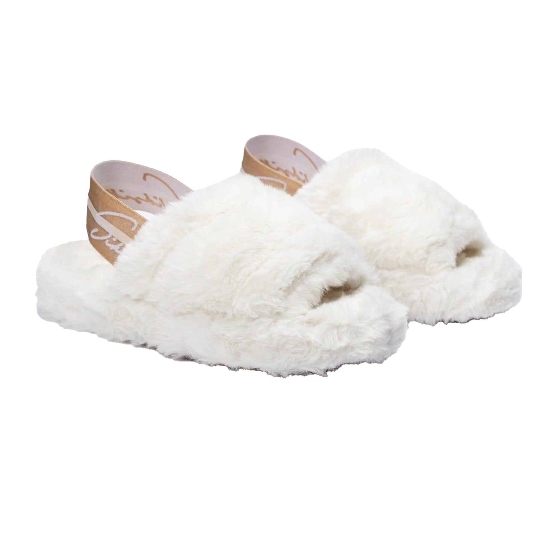 White - Front - SikSilk Womens-Ladies Slider Fluffy Slippers