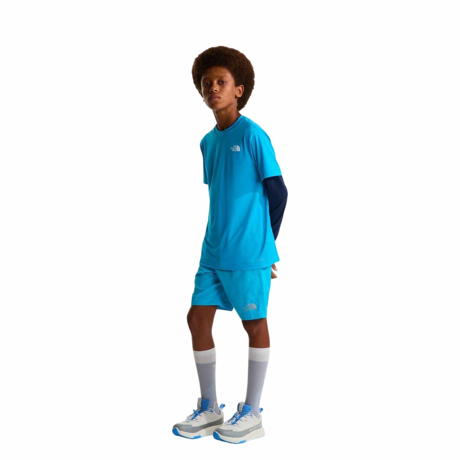 Blue - Side - The North Face Childrens-Kids 24-7 Lifestyle T-Shirt