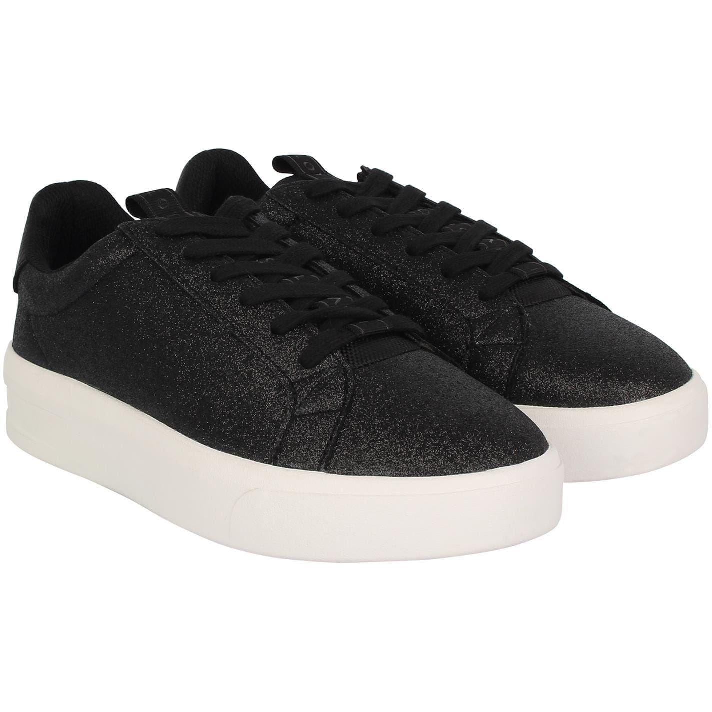 Glitter Black - Pack Shot - Loyalti Womens-Ladies Firenze Glitter Chunky Sole Trainers