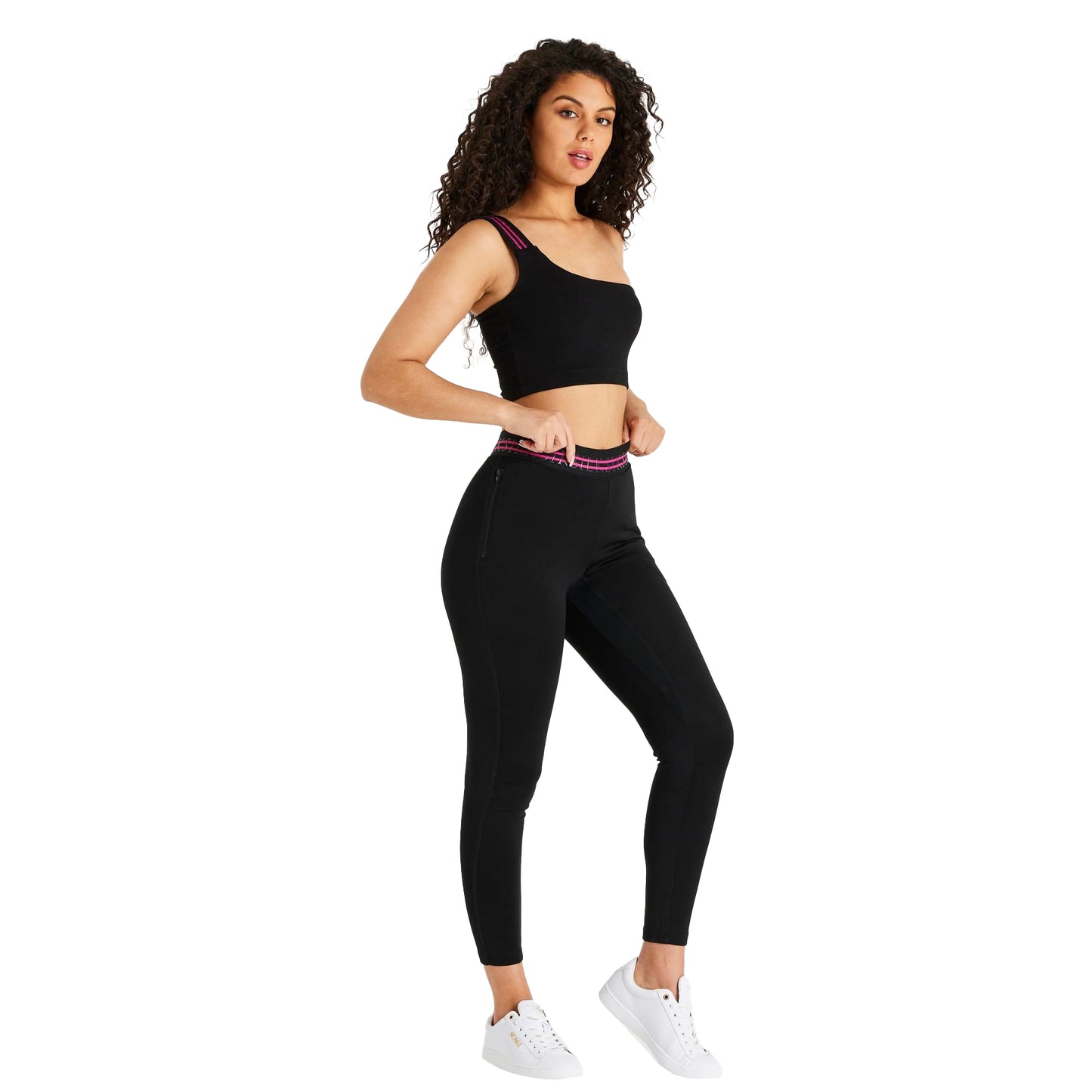 Black - Pack Shot - SikSilk Womens-Ladies Cropped One Shoulder Bralette