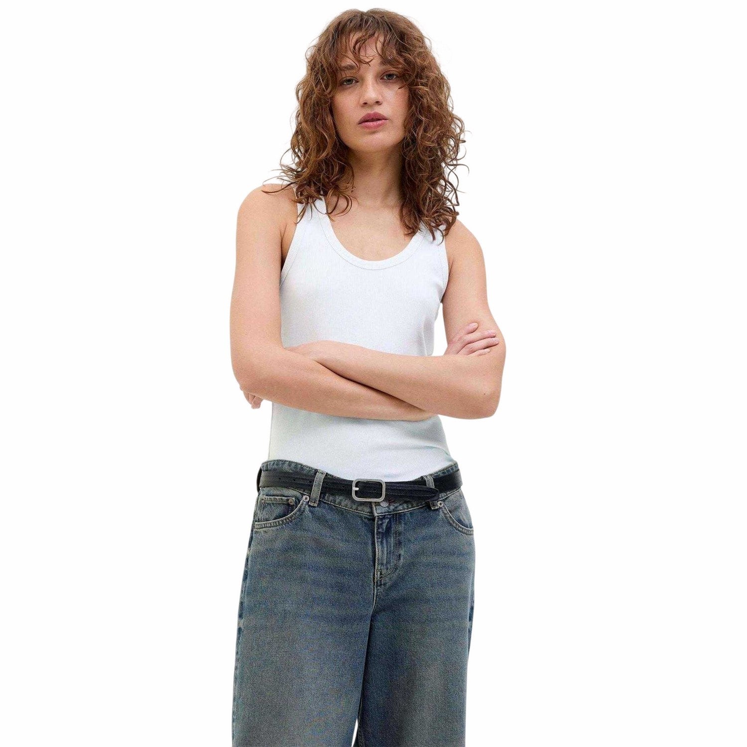 Bright White - Side - JJXX Womens-Ladies Frida Ribbed Tank Top
