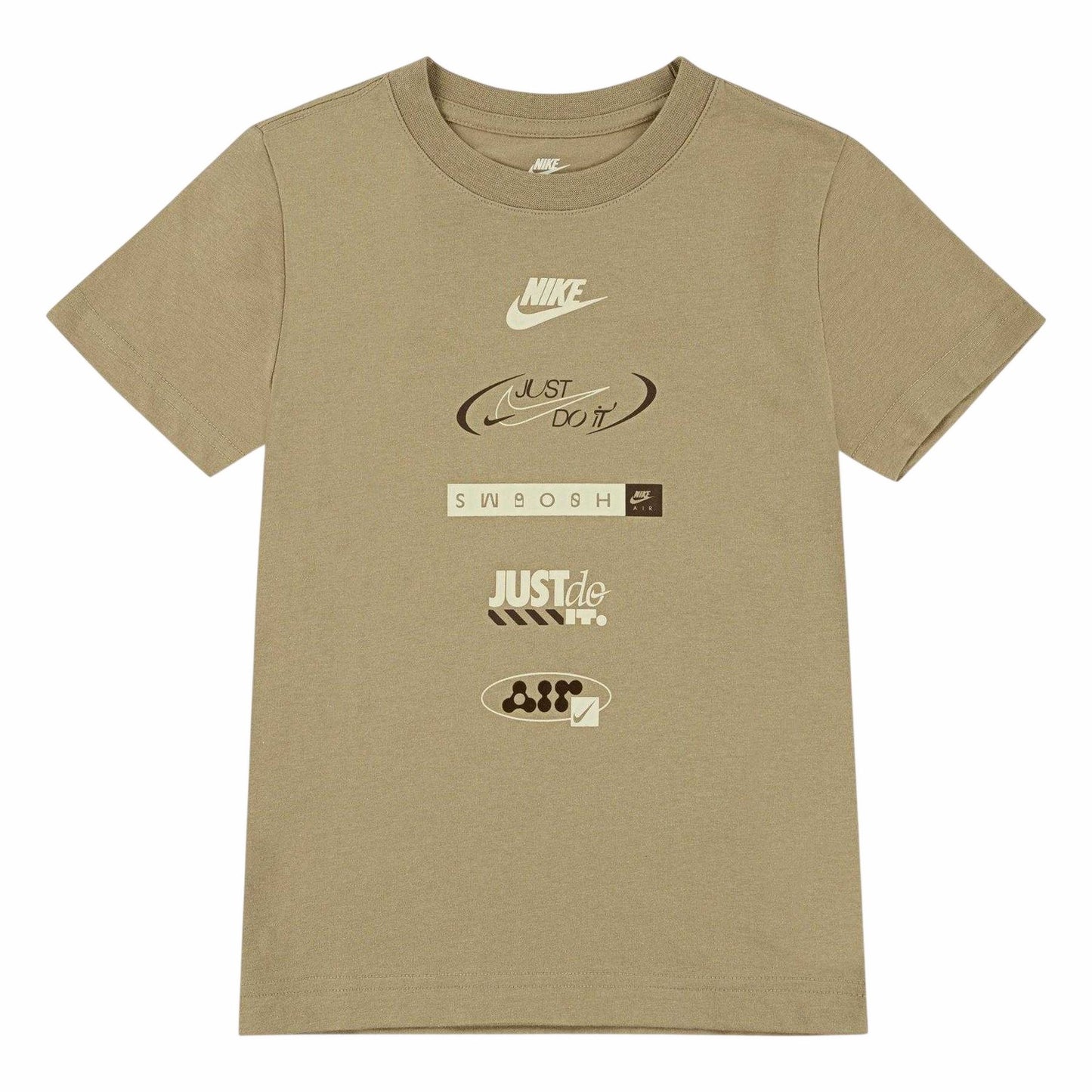 Parachute Beige - Front - Nike Childrens-Kids Brandmark Logo Stack T-Shirt