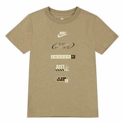 Parachute Beige - Front - Nike Childrens-Kids Brandmark Logo Stack T-Shirt