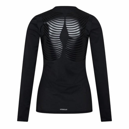 Black - Back - Adidas Womens-Ladies Contrast Back Print Long-Sleeved T-Shirt