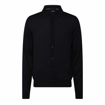 Dark Blue - Front - Boss Mens Virgin Wool Shirt