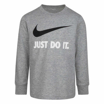 Dark Grey - Front - Nike Childrens-Kids Just Do It Swoosh Long-Sleeved T-Shirt