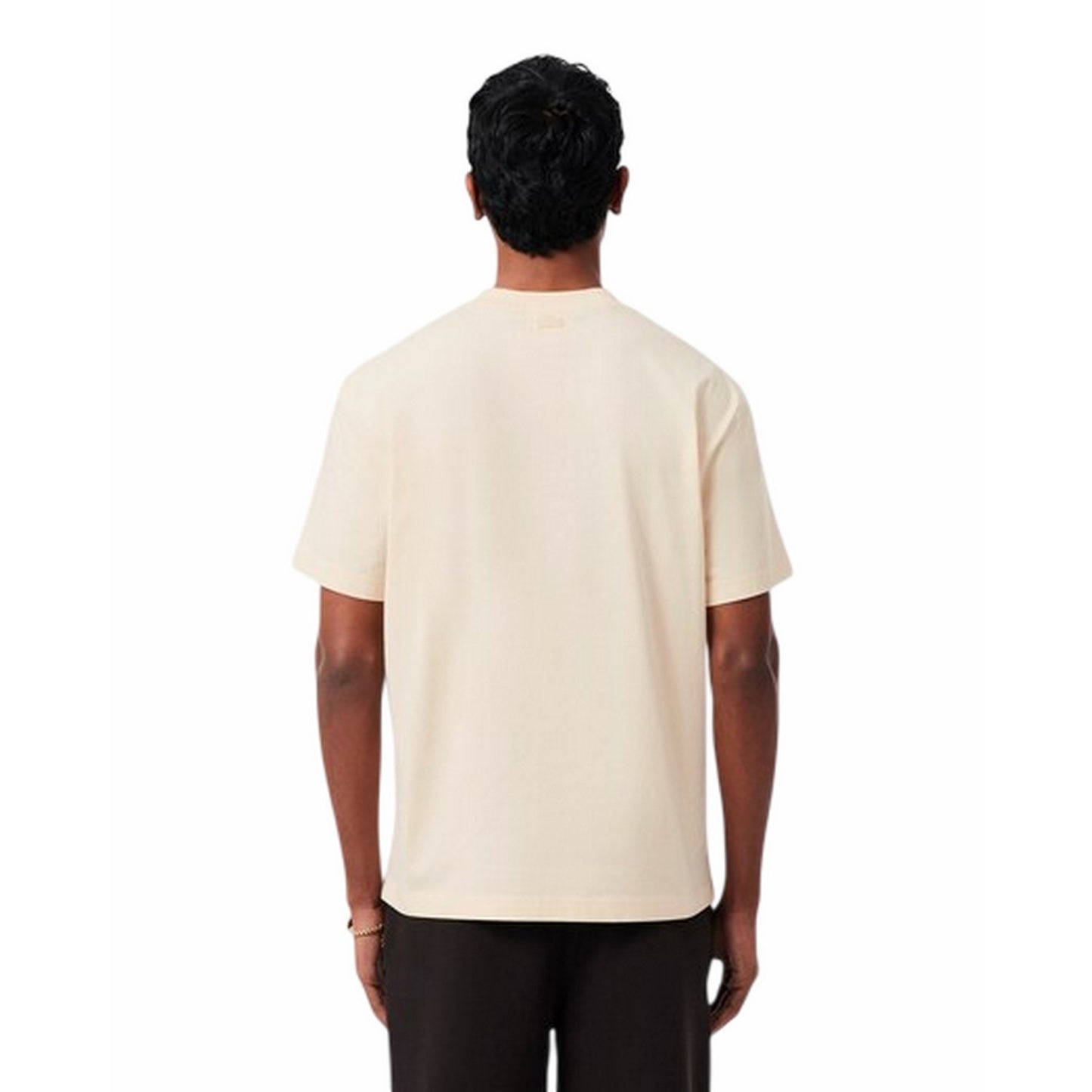 Beige - Back - Lacoste Mens Logo Cotton T-Shirt