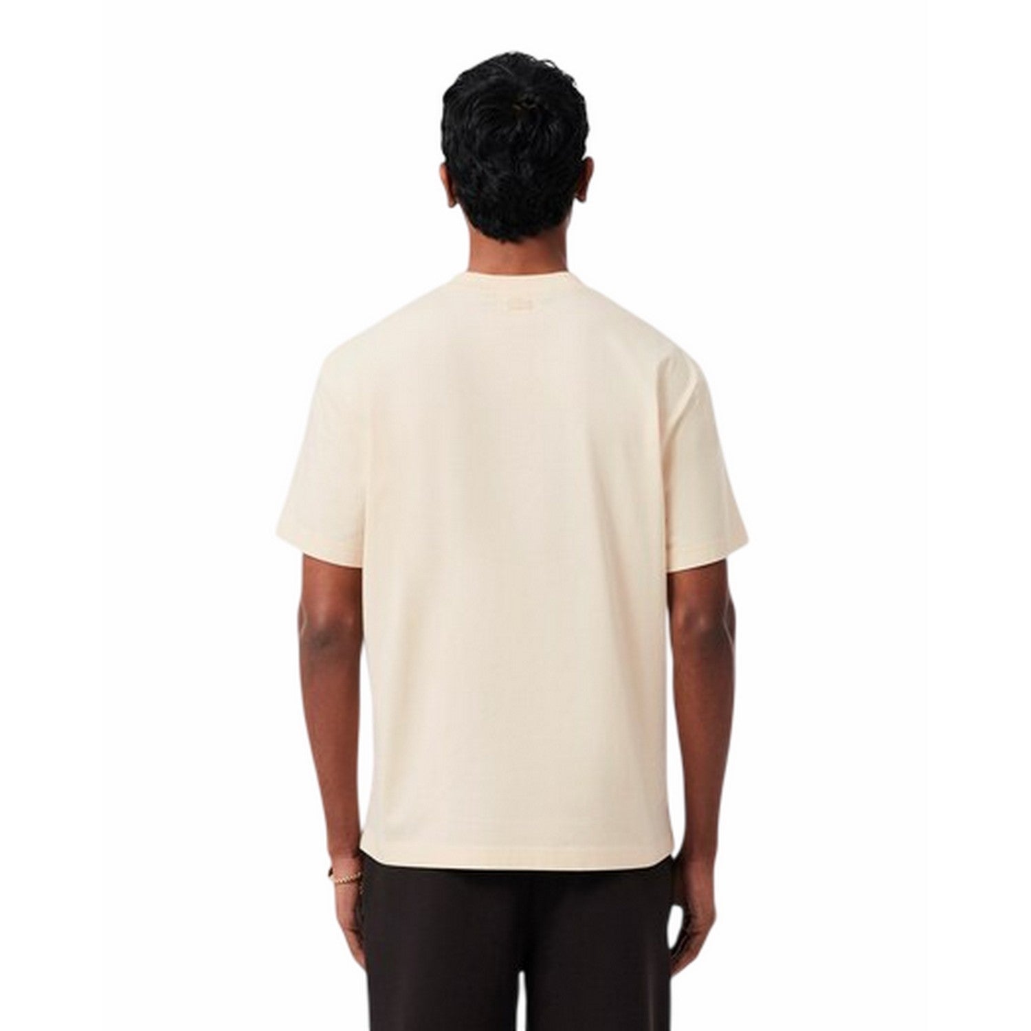 Beige - Back - Lacoste Mens Logo Cotton T-Shirt
