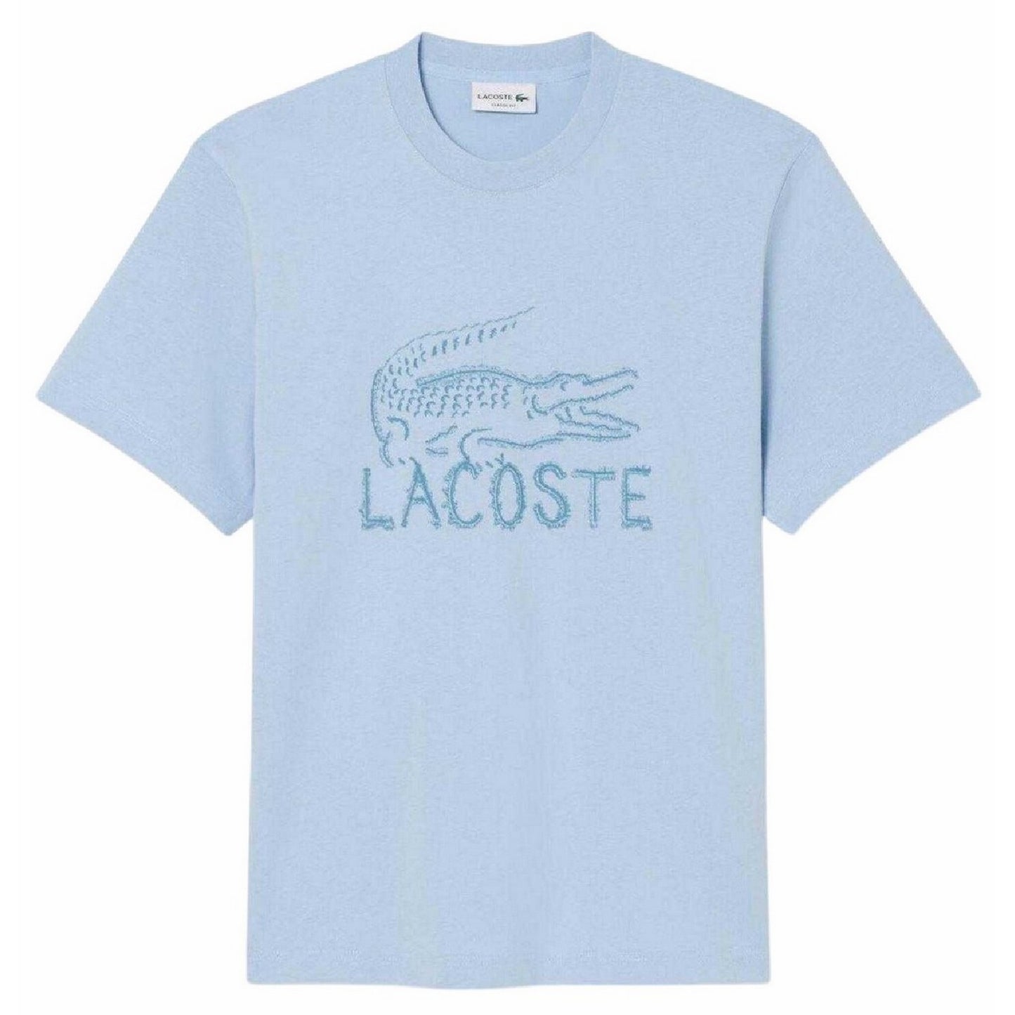 Blue - Front - Lacoste Mens Logo Cotton T-Shirt