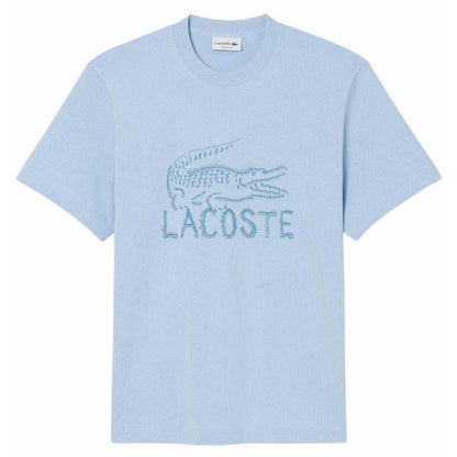 Blue - Front - Lacoste Mens Logo Cotton T-Shirt
