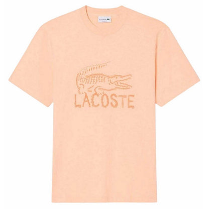 Pink - Front - Lacoste Mens Logo Cotton T-Shirt