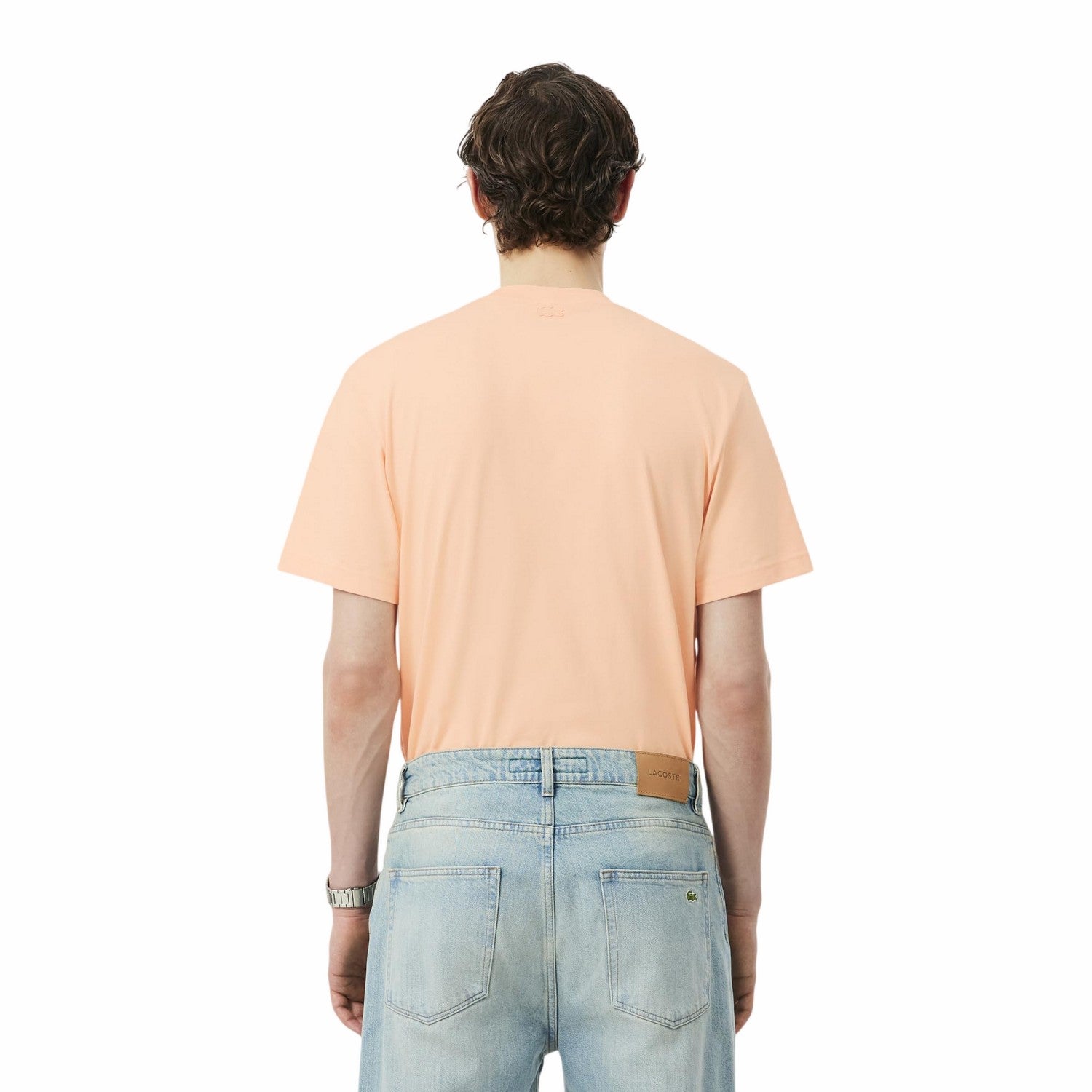 Pink - Back - Lacoste Mens Logo Cotton T-Shirt