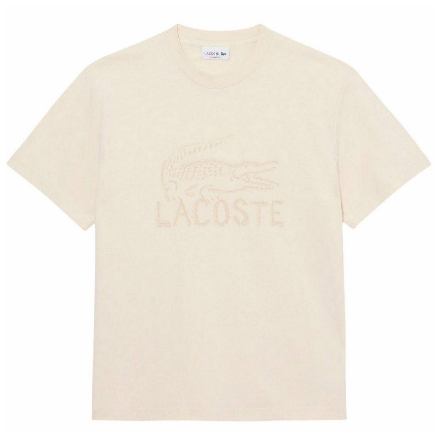 Beige - Front - Lacoste Mens Logo Cotton T-Shirt