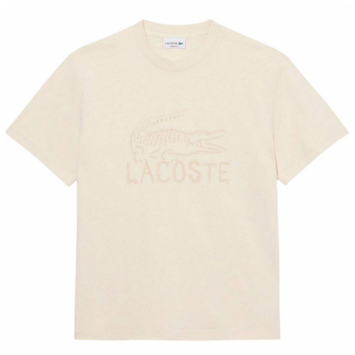 Beige - Front - Lacoste Mens Logo Cotton T-Shirt