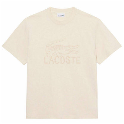 Beige - Front - Lacoste Mens Logo Cotton T-Shirt